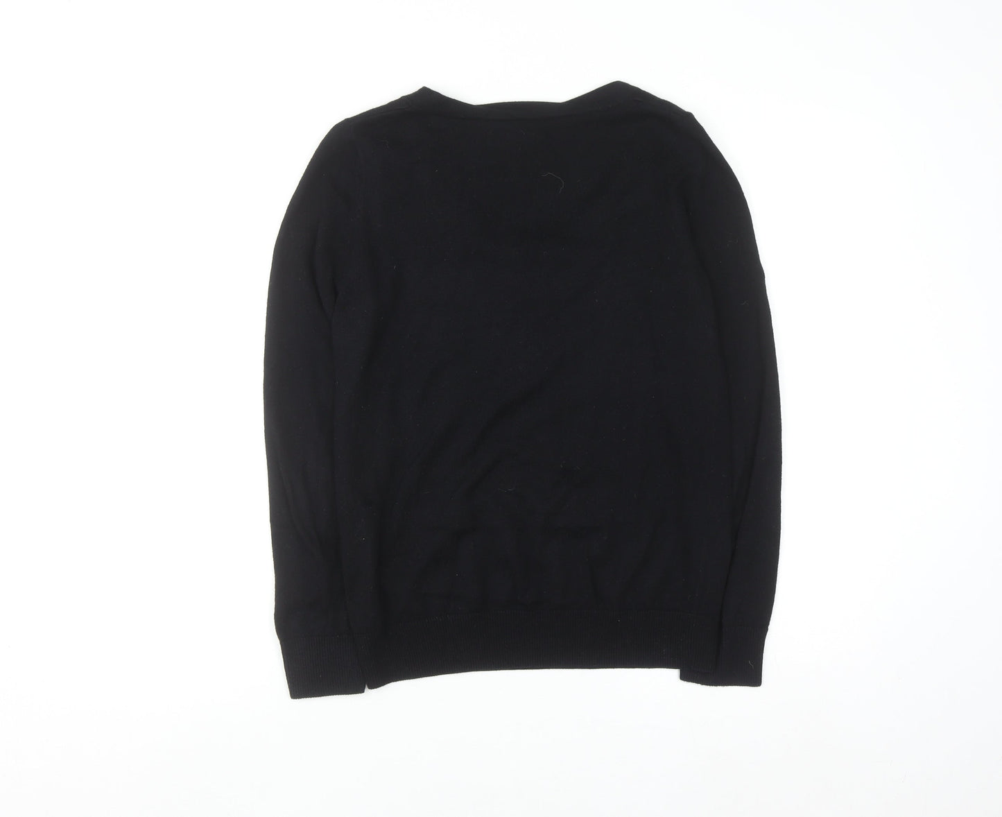 Papaya Women's Black Cotton Cashmere Scoop Neck Jumper Size 12