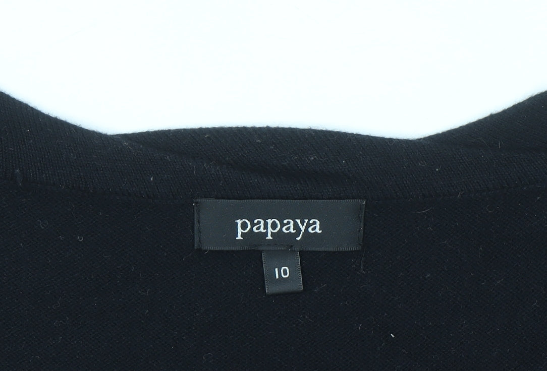 Papaya Women's Black Cotton Cashmere Scoop Neck Jumper Size 12