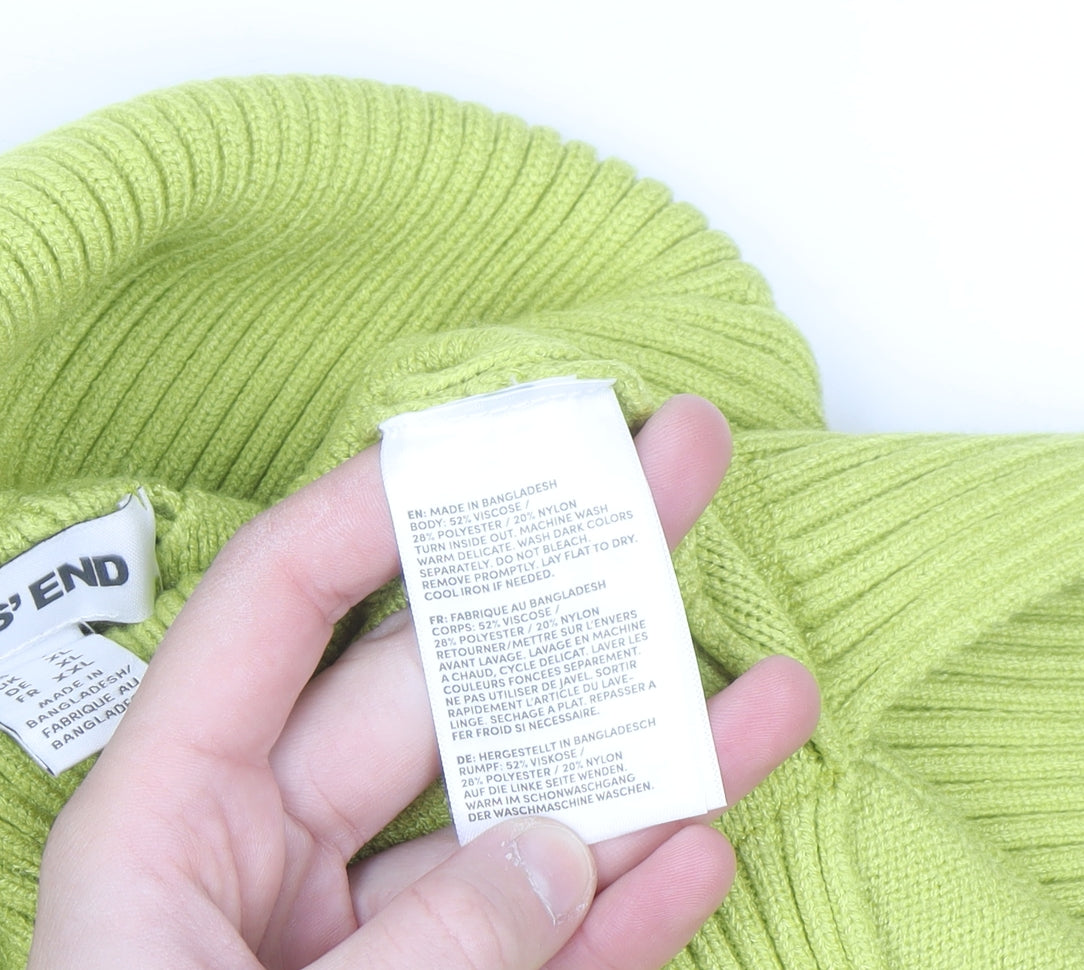 Lands' End Women's Green Roll Neck Diamond Knit Jumper XL