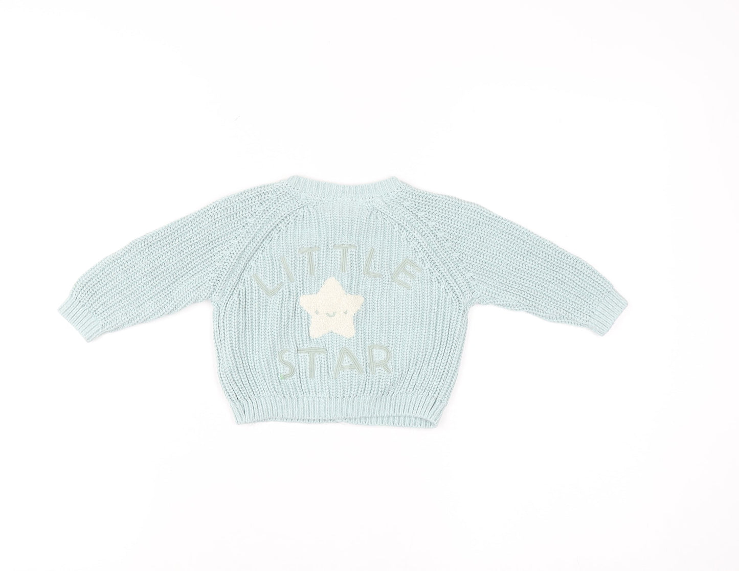 Rock a Bye Baby Boutique Blue Cotton Knit Cardigan 3-6M Unisex Star Design