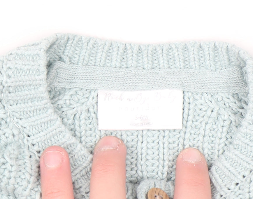 Rock a Bye Baby Boutique Blue Cotton Knit Cardigan 3-6M Unisex Star Design