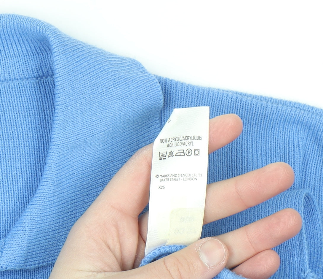 Marks and Spencer Women Blue Collared Long Sleeve Pullover Jumper Size 18
