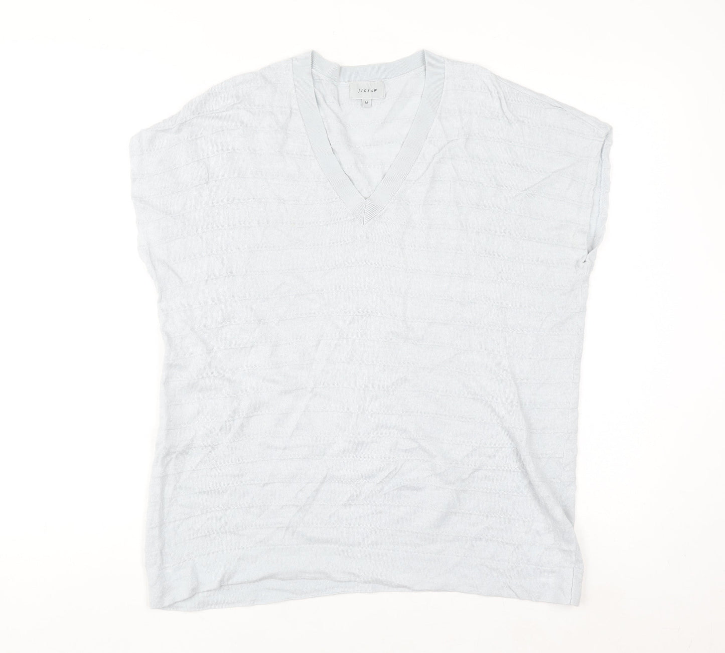 Jigsaw Men’s White Linen V-Neck Sleeveless Jumper M