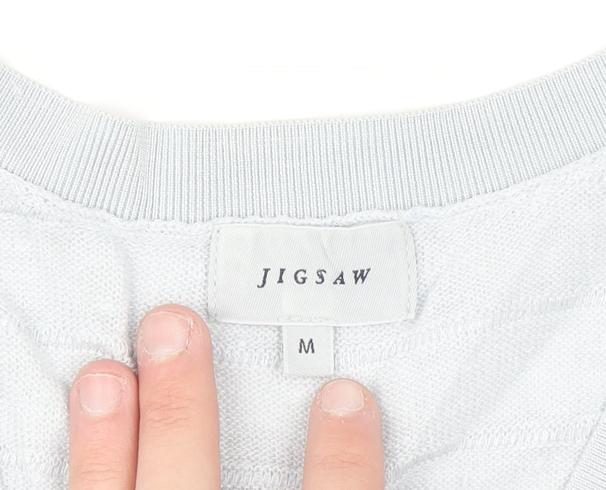Jigsaw Men’s White Linen V-Neck Sleeveless Jumper M