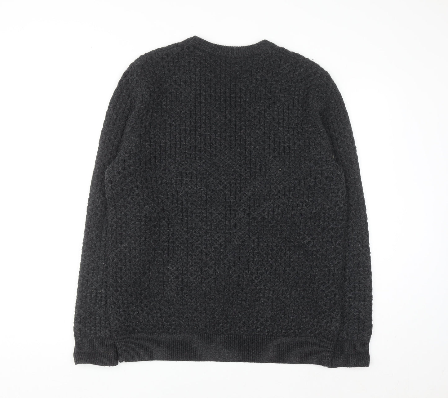Superdry Men's Black Waffle-Knit Wool Blend Jumper XL