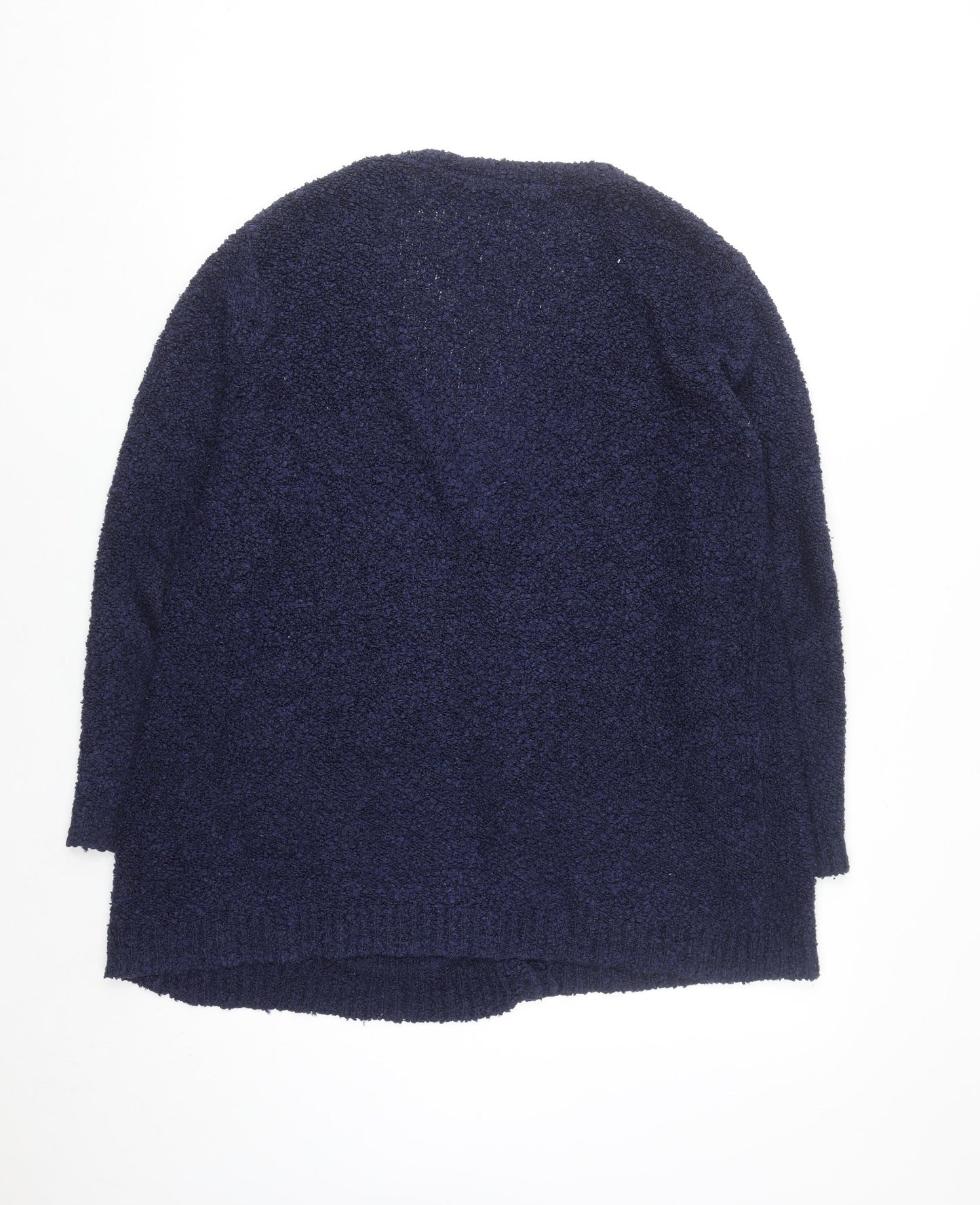 EWM Women Blue Size 18-20 V-Neck Long Sleeve Knit Cardigan