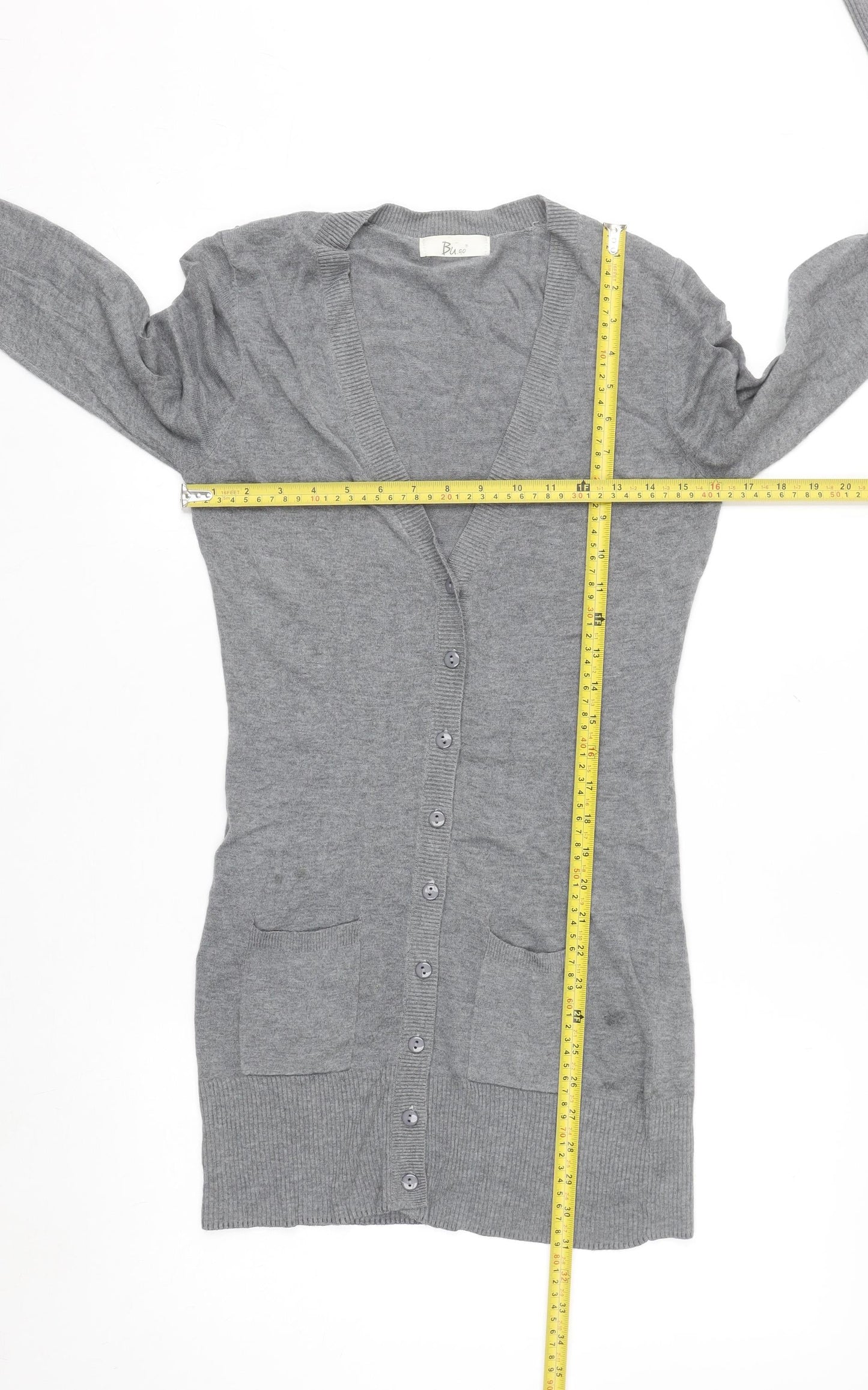 Bu.go Womens Grey Cardigan M Viscose Nylon Blend Long Sleeve