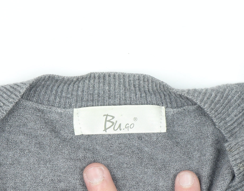 Bu.go Womens Grey Cardigan M Viscose Nylon Blend Long Sleeve