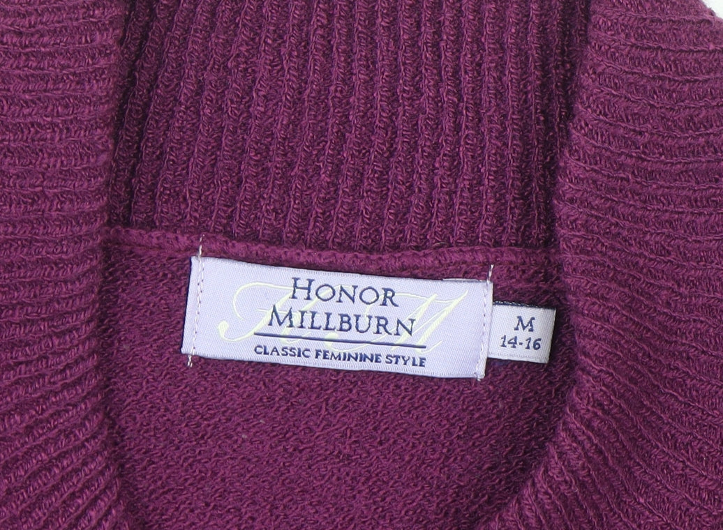 Honor Millburn Women's Purple Acrylic Henley Jumper Size 14-16