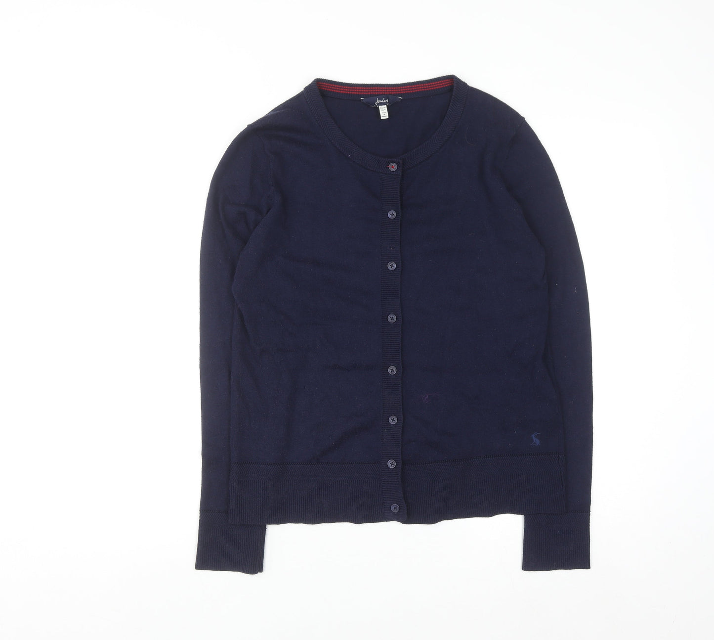 Joules Women Blue Cotton Button Cardigan Size 8 Regular Fit