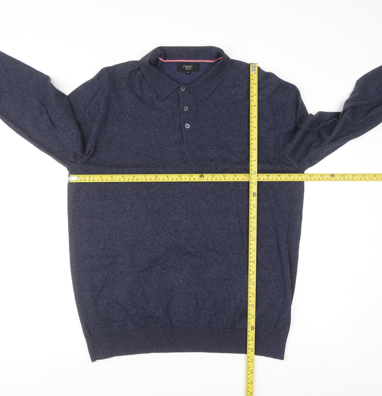 Next Men Blue Collared Henley Jumper Size M Cotton Blend