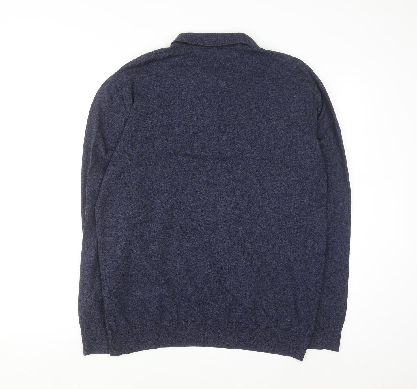 Next Men Blue Collared Henley Jumper Size M Cotton Blend