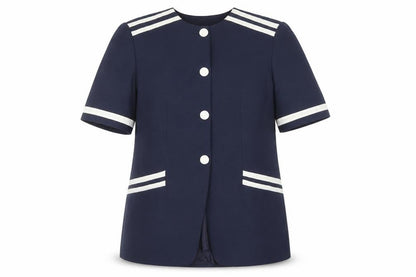 Boulevard Collections Women's Blue Size 14 Short Sleeve Single Breasted Suit Jacket