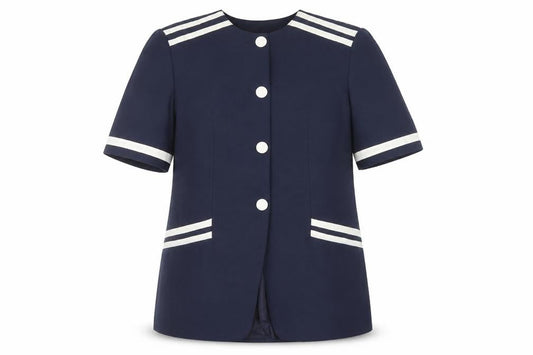 Boulevard Collections Women's Blue Size 14 Short Sleeve Single Breasted Suit Jacket