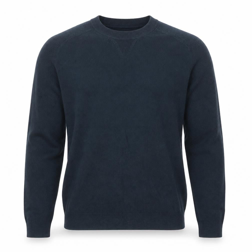 A-FRAME Men's Blue Cotton Wool Crew Neck Pullover Jumper Size L