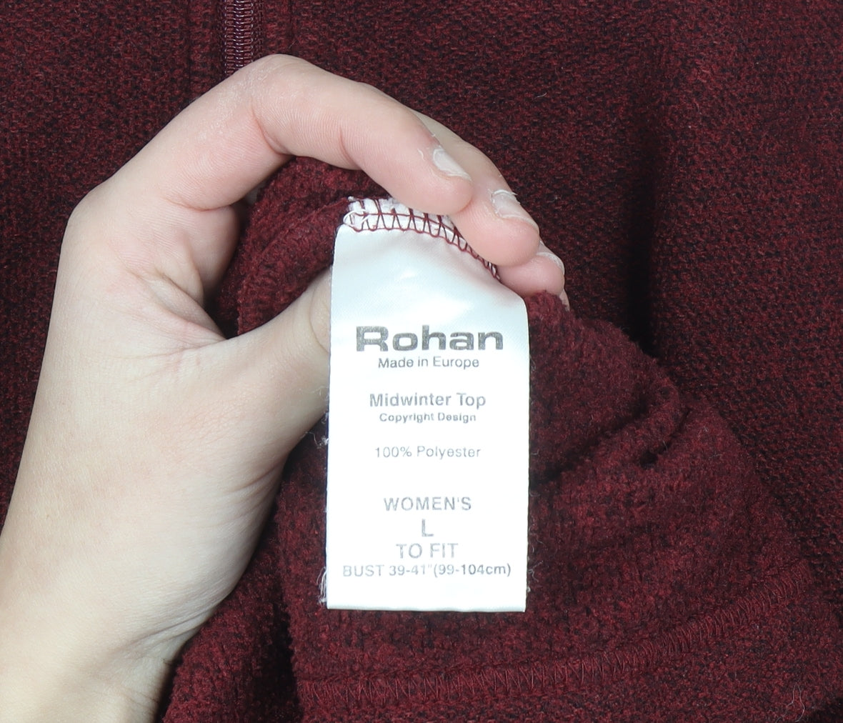 Rohan Women's Burgundy 1/2 Zip Pullover Fleece Sweatshirt L