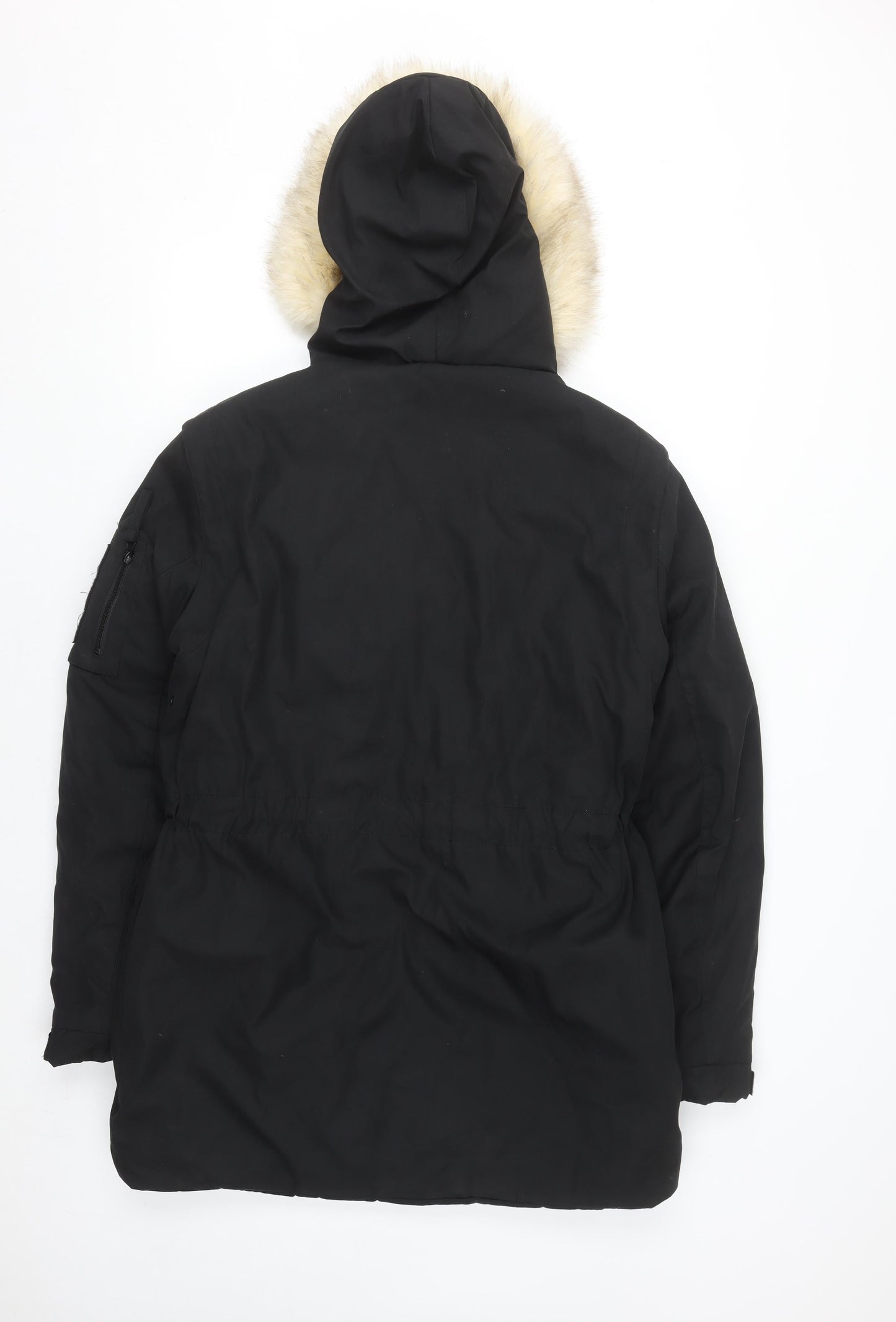 River Island Women’s Black Faux Fur Hooded Parka Coat Size M