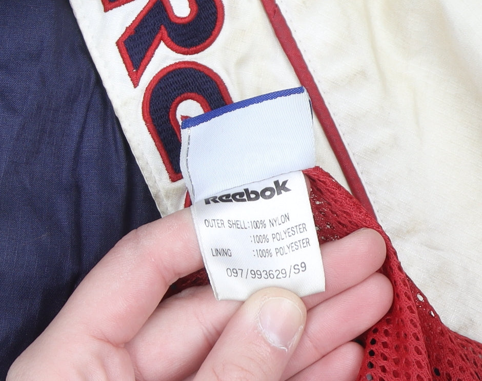 Reebok Men's Blue Windbreaker Sports Jacket Size S 90s Retro Style