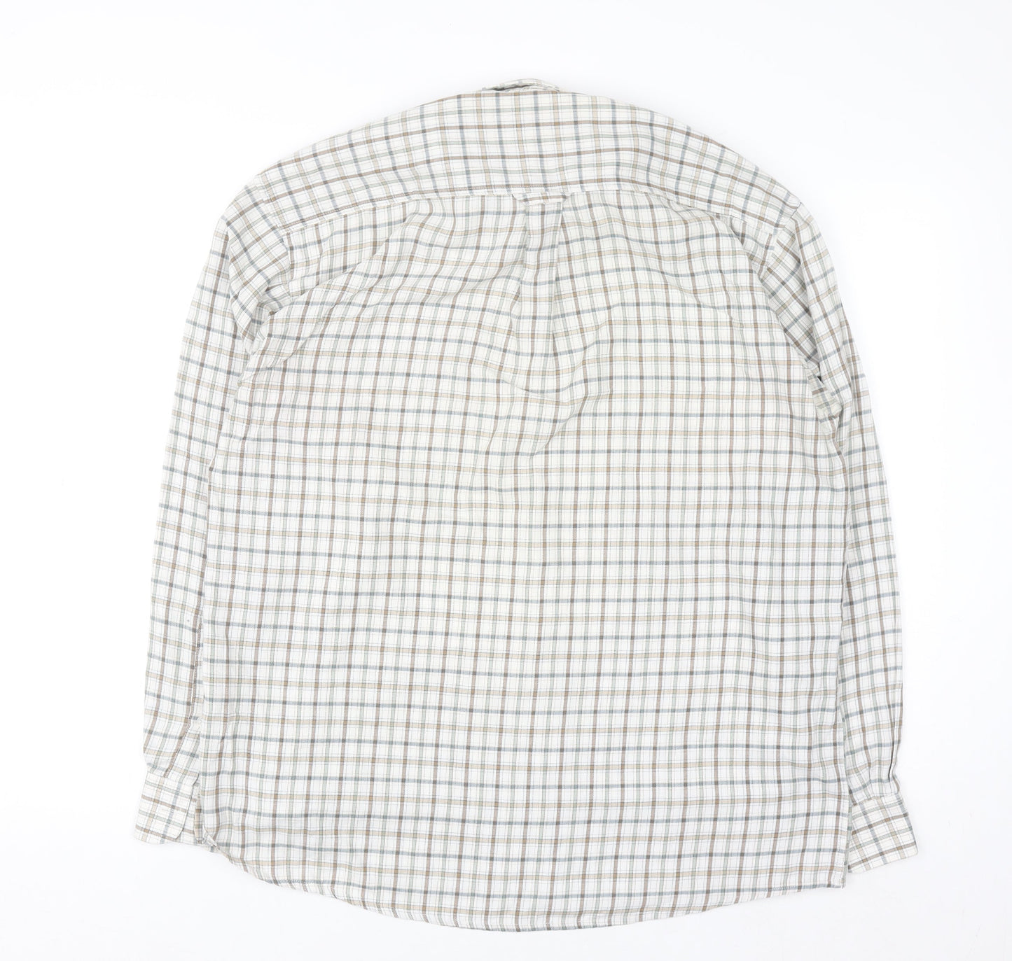 EWM Mens Beige Check Long Sleeve Button-Up Shirt M Regular Fit