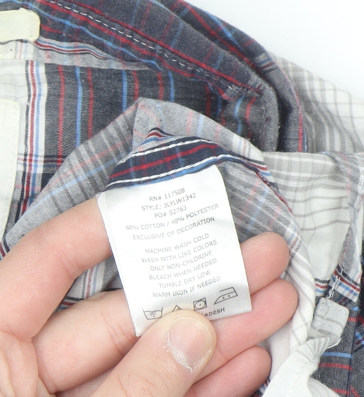 Levi's Men's Blue Plaid Long Sleeve Regular Fit Button-Up Shirt L