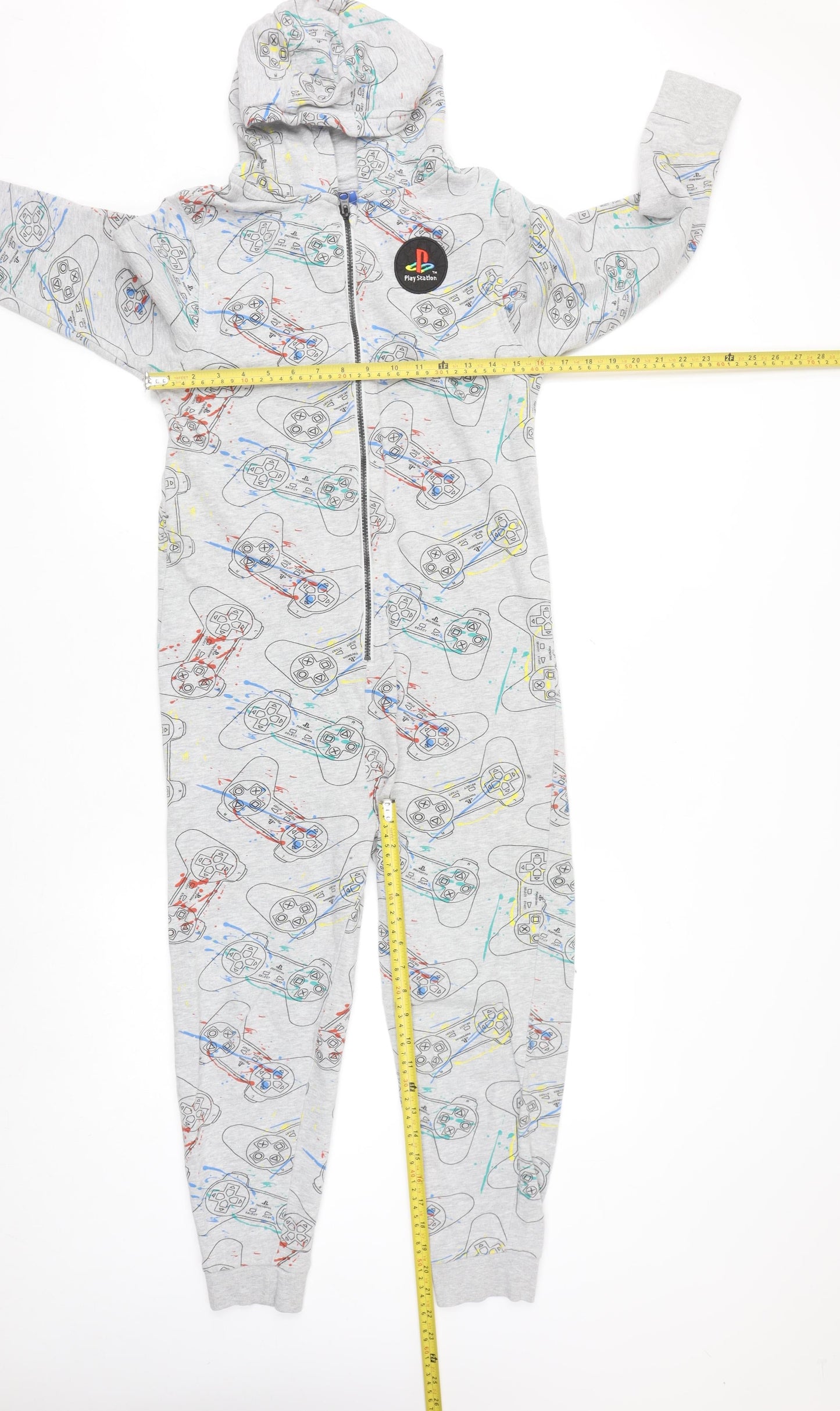 Next Boys Grey PlayStation Hooded Onesie 11 Years Long Sleeve Zip Up