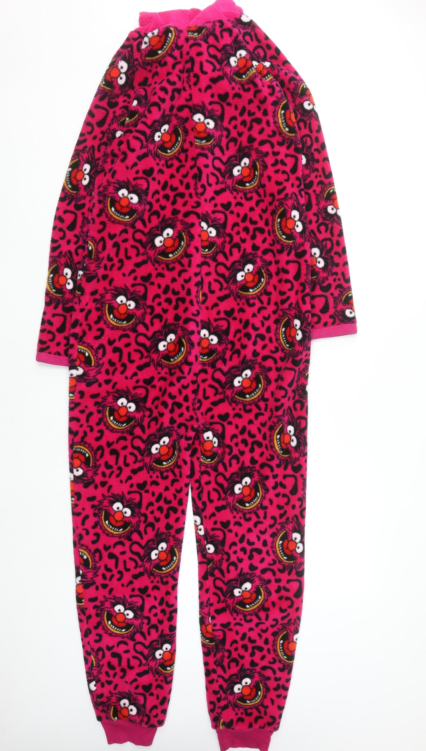 Disney Women's Pink Animal Fleece Onesie XS Zip Hooded Winter Pyjamas