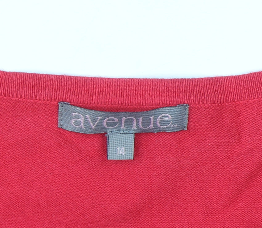 Avenue Women's Red Size 14 Scoop Neck Button Cardigan
