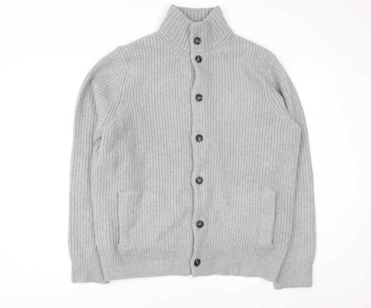 Marks and Spencer Men's Grey Wool Blend Button Cardigan L Regular