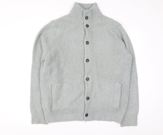 Marks and Spencer Men's Grey Wool Blend Button Cardigan L Regular