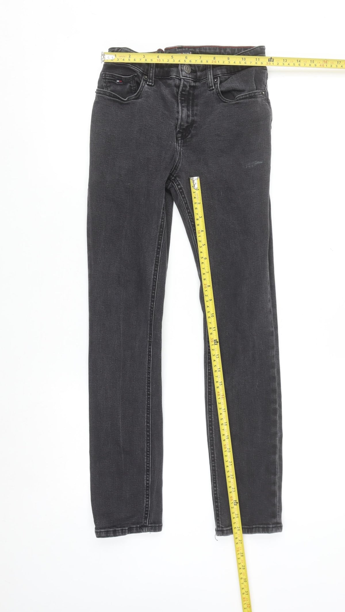 Tommy Hilfiger Boys Black Slim Fit Jeans Size 12 Years Cotton Blend Denim