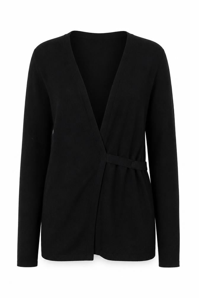 LOFT Women's Black Cotton Wrap Cardigan Size S Long Sleeve