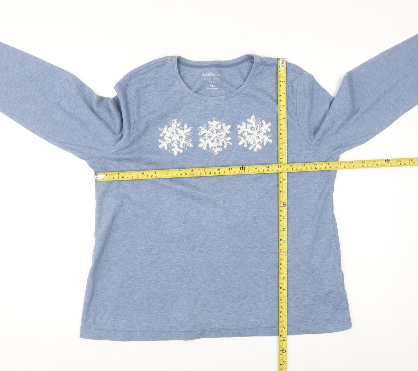 Croft & Barrow Women Blue Petite L Long Sleeve Christmas Pyjama Top