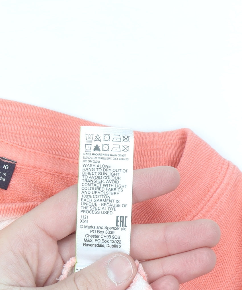 Marks and Spencer Women Orange Tie-Dye Cotton Sweatshirt Size 10