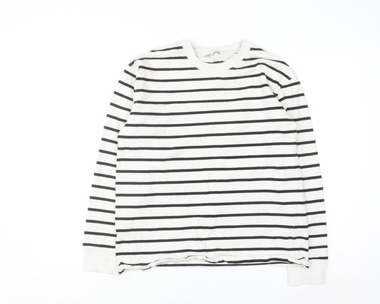 Zara Women Black White Striped Pullover Sweatshirt Size 12