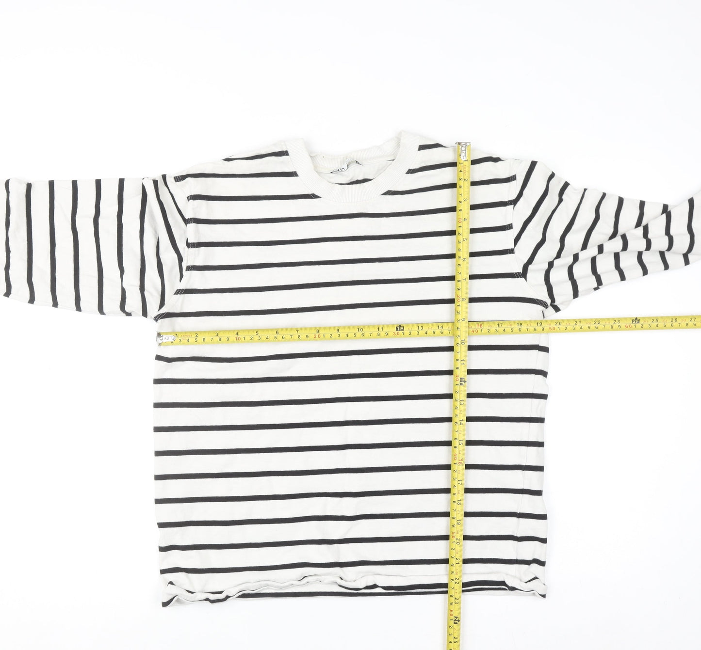 Zara Women Black White Striped Pullover Sweatshirt Size 12