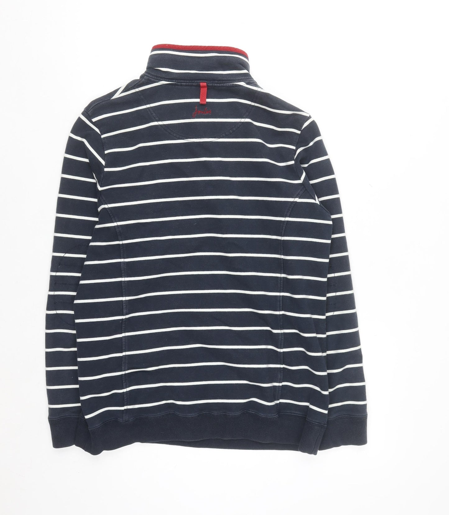 Joules Women's Navy Striped Half Zip Sweatshirt Size 12 Cotton Blend