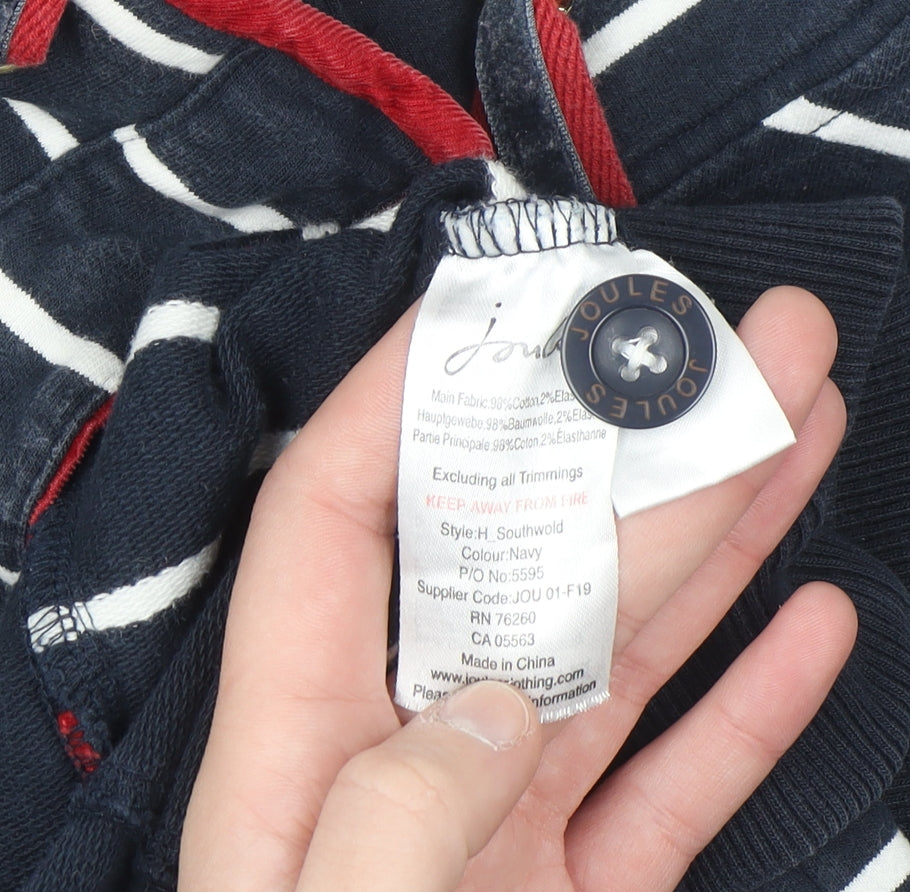 Joules Women's Navy Striped Half Zip Sweatshirt Size 12 Cotton Blend