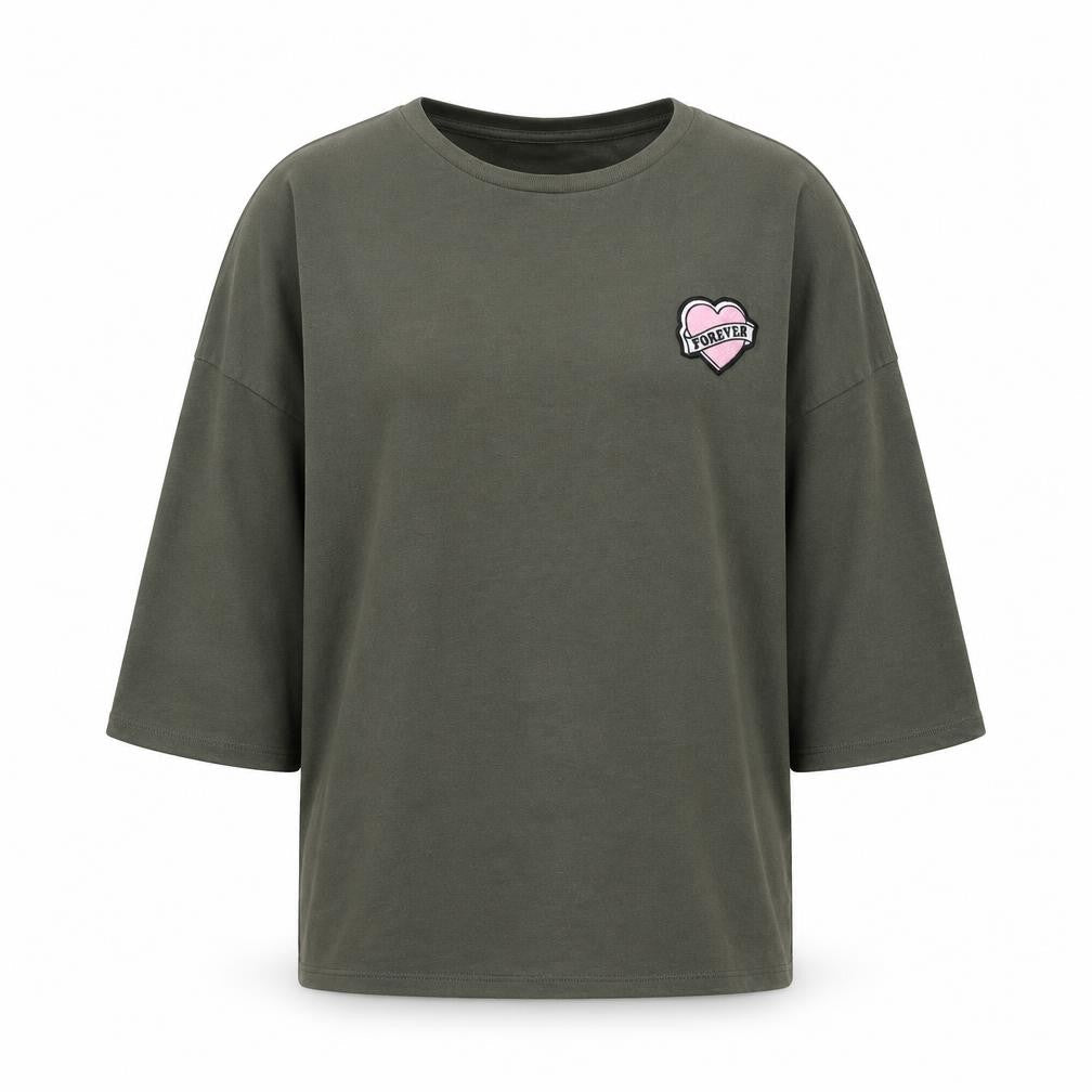 Divided Women Khaki Green Pullover Sweatshirt Small Forever Graphic