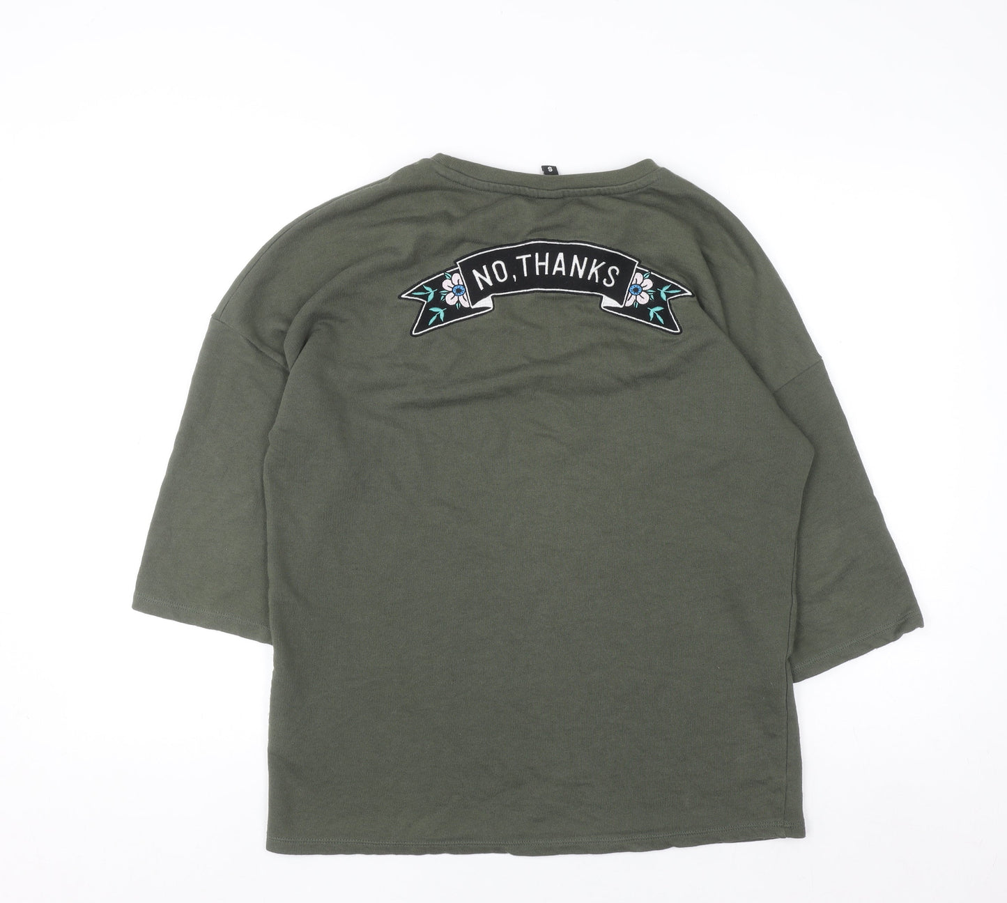 Divided Women Khaki Green Pullover Sweatshirt Small Forever Graphic