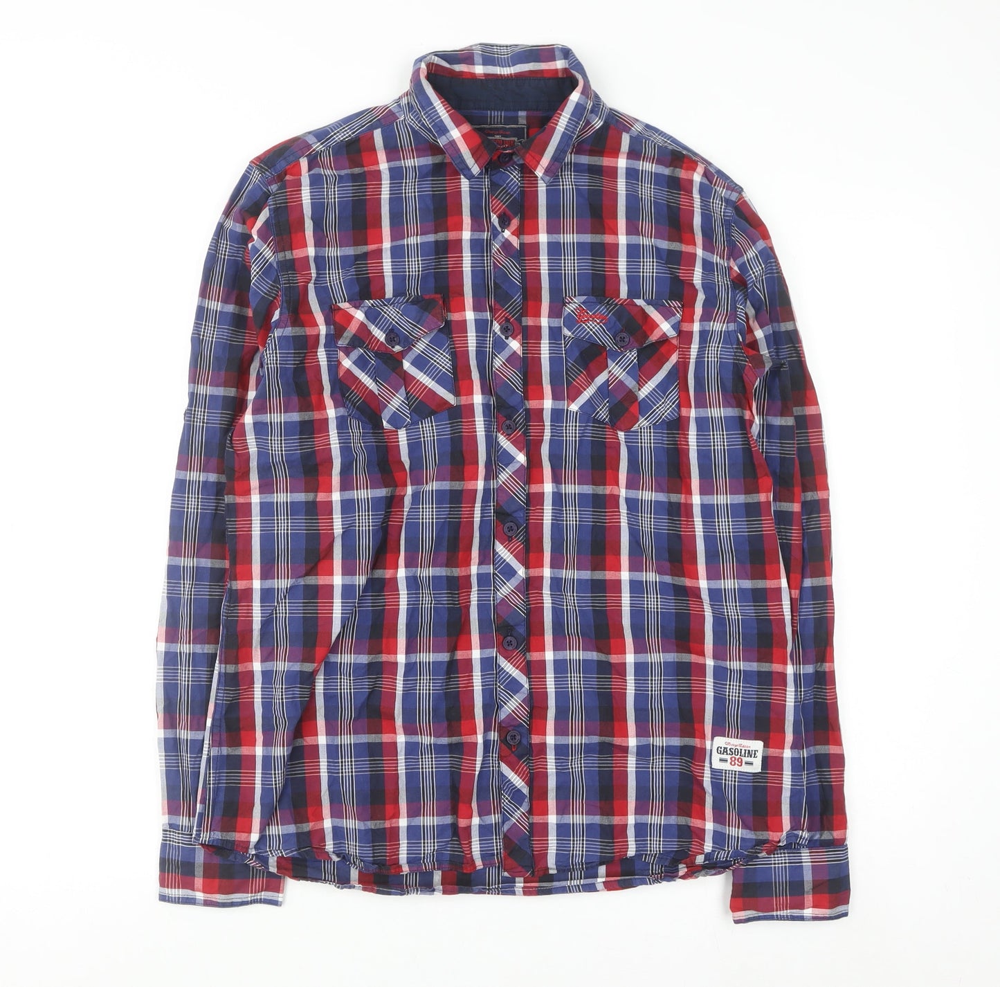 Gasoline Men's Multicoloured Checked Cotton Button-Up Shirt Size L