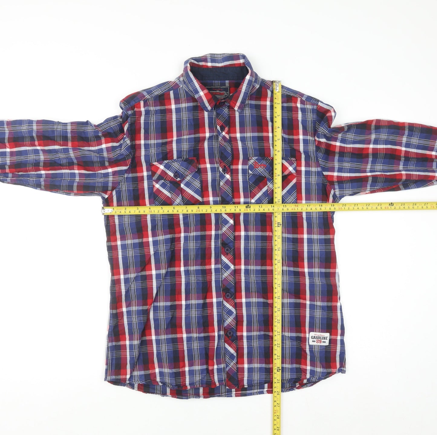 Gasoline Men's Multicoloured Checked Cotton Button-Up Shirt Size L
