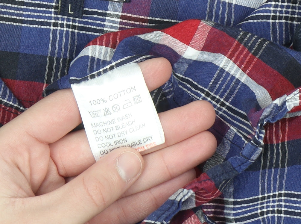 Gasoline Men's Multicoloured Checked Cotton Button-Up Shirt Size L