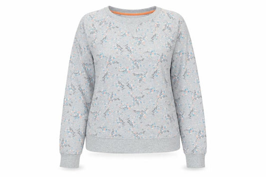 Boden Womens Grey Floral Sweatshirt UK 10 Cotton Crew Neck Long Sleeve