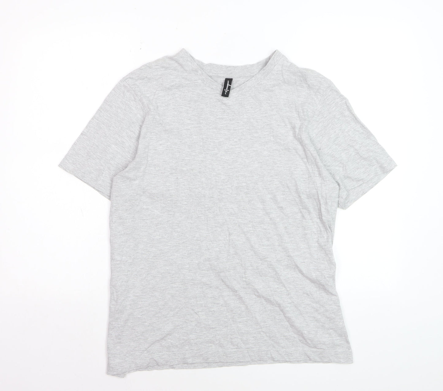Donnay Womens Grey V-Neck Short Sleeve Basic T-Shirt Size L