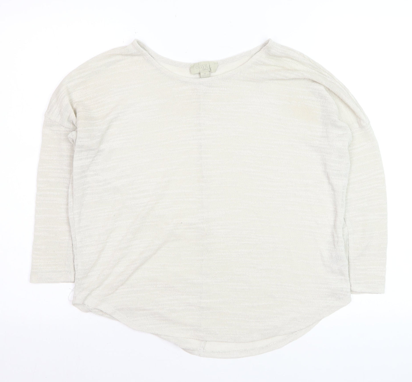 Olive & Oak Women’s Ivory Knit Relaxed Fit 3/4 Sleeve Pullover Jumper M