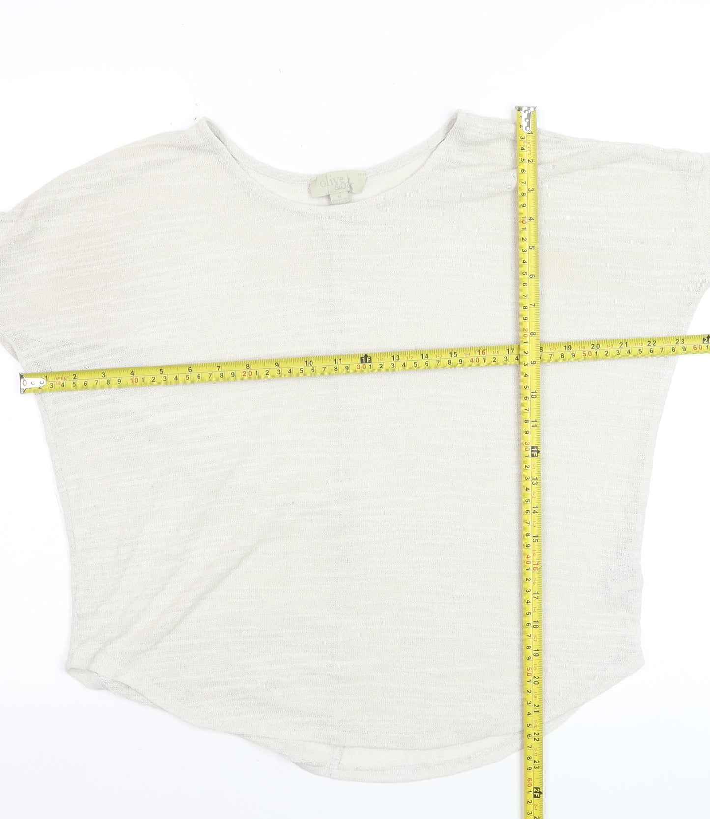 Olive & Oak Women’s Ivory Knit Relaxed Fit 3/4 Sleeve Pullover Jumper M