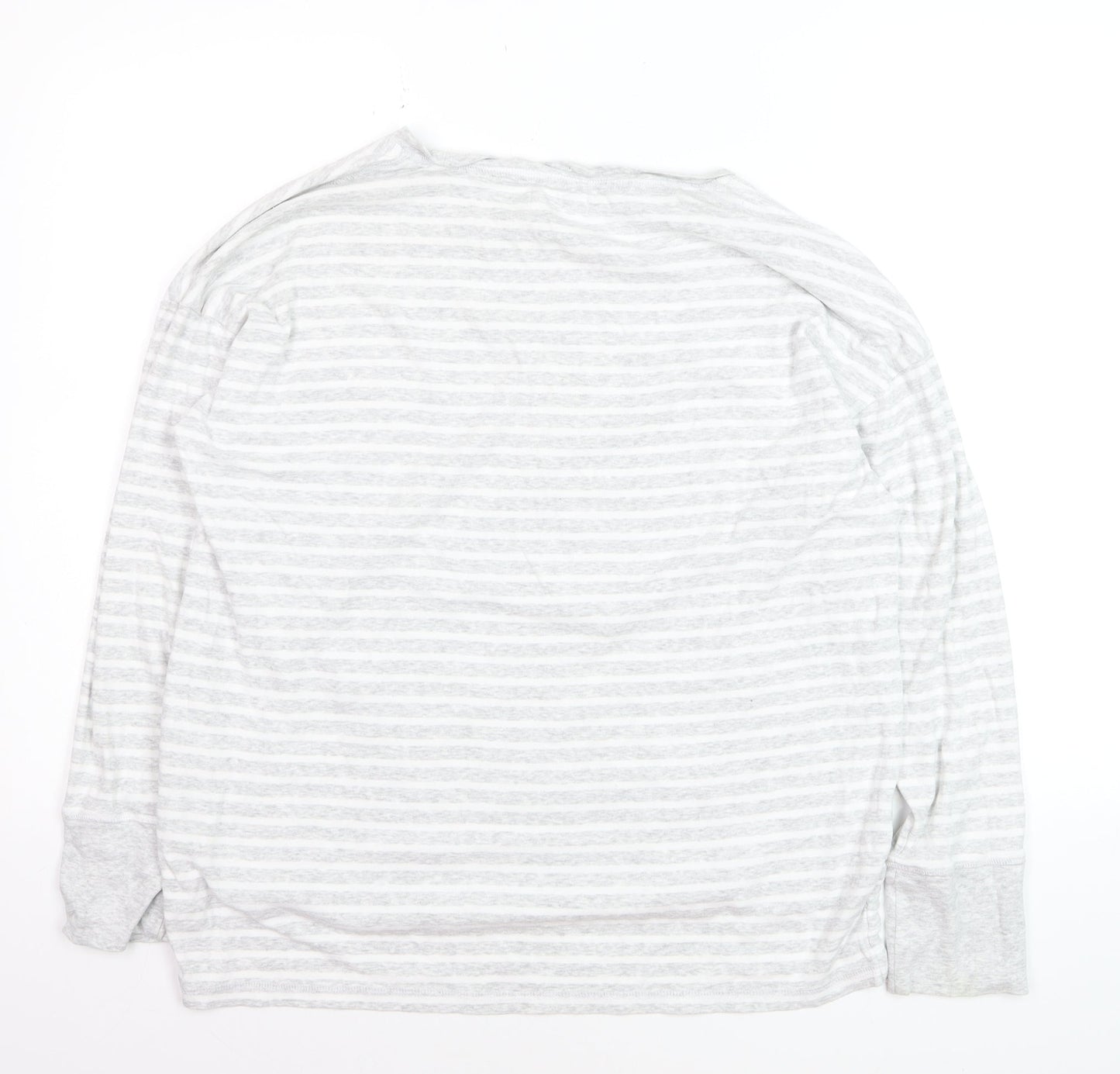 John Lewis Women Grey Striped Cotton Long Sleeve Pullover Jumper Size 16