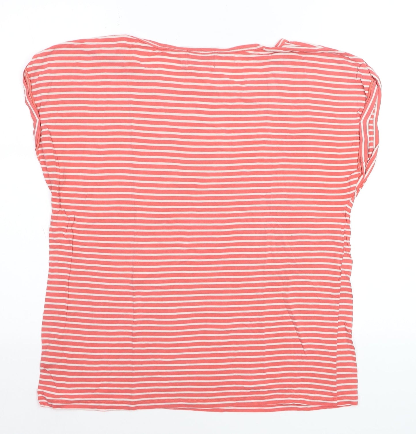 JOY Womens Pink White Striped Cotton T-Shirt Size M