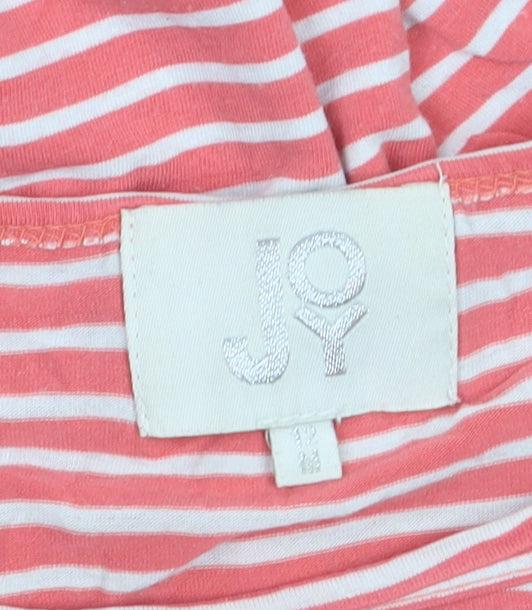 JOY Womens Pink White Striped Cotton T-Shirt Size M