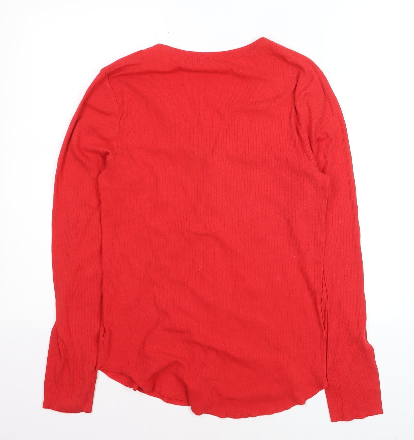 Gap Women’s Red Long Sleeve V-Neck Button Jersey Top Size L